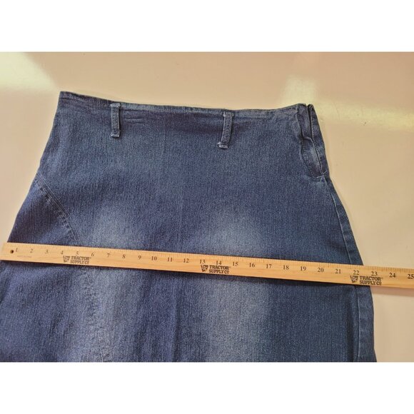 VTG Y2K Denim Maxi Jean Skirt 12 Boho Grunge 2000s Embroidered Western Prairie - Picture 15 of 16